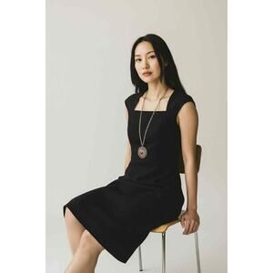 Ted Baker London Black Square-Neck Sheath Dress Size 1 Classic Elegant Cocktail